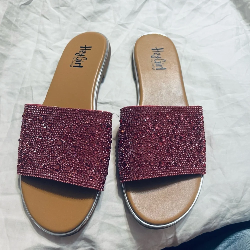 Women's Rhinestone Slide Sandals - pink - Picture 1 of 8